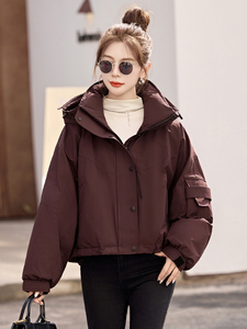 休闲保暖工装羽绒服女2024冬季新款小个子超好看派克服白鸭绒外套图片