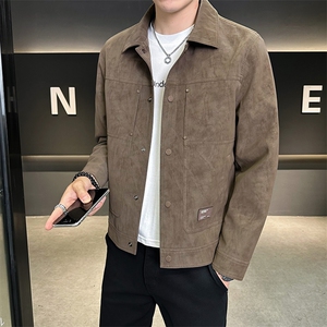 春季2026新款男士外套翻领高端麂皮夹克上衣服 A313-5889-P145图片