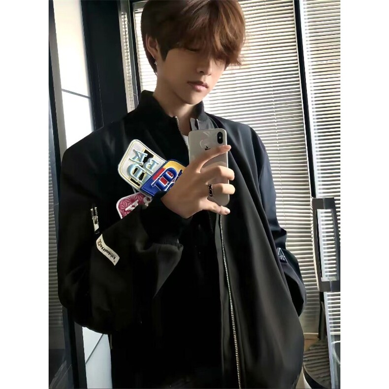 钛合金双开拉链美式高街个性魔术贴刺绣棒球服学生情侣潮牌外套,女装短外套,星座506A