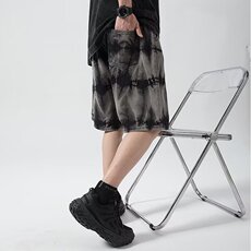 潮牌扎染牛仔短裤男夏季美式复古宽松五分裤子松紧腰马裤DA17-P43，男装牛仔裤，星座1008