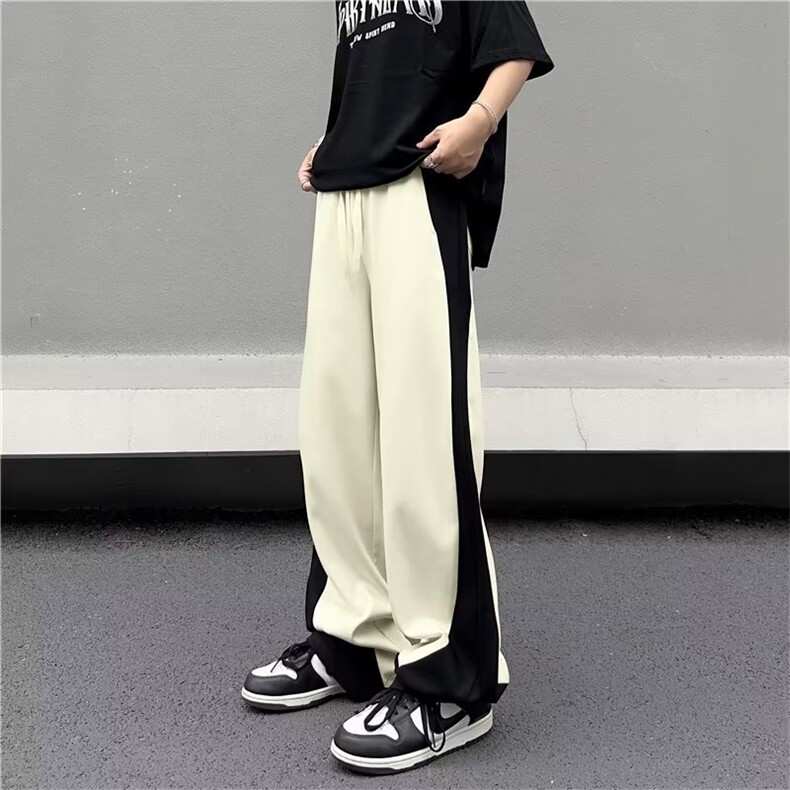 拼接运动裤卫裤男宽松阔腿哈伦裤设计感裤子K0491-P40,男装休闲裤,星座308B-1