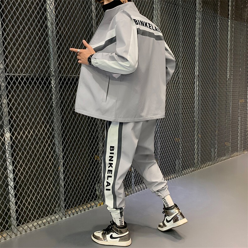 立领夹克一套搭配帅气青少年潮流工装卫衣套装男机能开衫D01P70,男装休闲套装,电商B226-2（原B217-2）