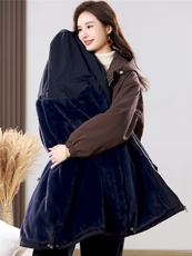 2025冬季时尚休闲夹棉加厚保暖舒适中长款棉服，女装派克服，天丽