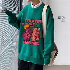 1港风日系宽松休闲情侣套头圆领印花加厚毛衣男7753P55加绒P70，男装针织衫/毛衣，星座226-2