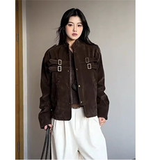 9233-P932025春秋情侣棒球服短款情侣外套男女棒球领情侣装，女装短外套，电商B323A