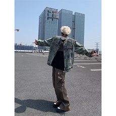 复古做旧解构设计无领垫肩外套潮翻领秋季男装夹克JK8203-P78有货，男装夹克，星座302B-3