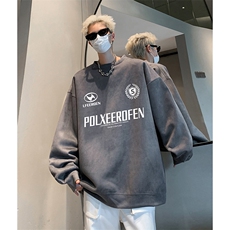 抖音得物供货提供视频秋冬重磅美式麂皮绒圆领卫衣JY572，男装卫衣，电商A486