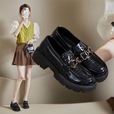 2024春季新款乐福鞋ins潮厚底一脚蹬小皮鞋女增高复古英伦风，女鞋小皮鞋，电商A223