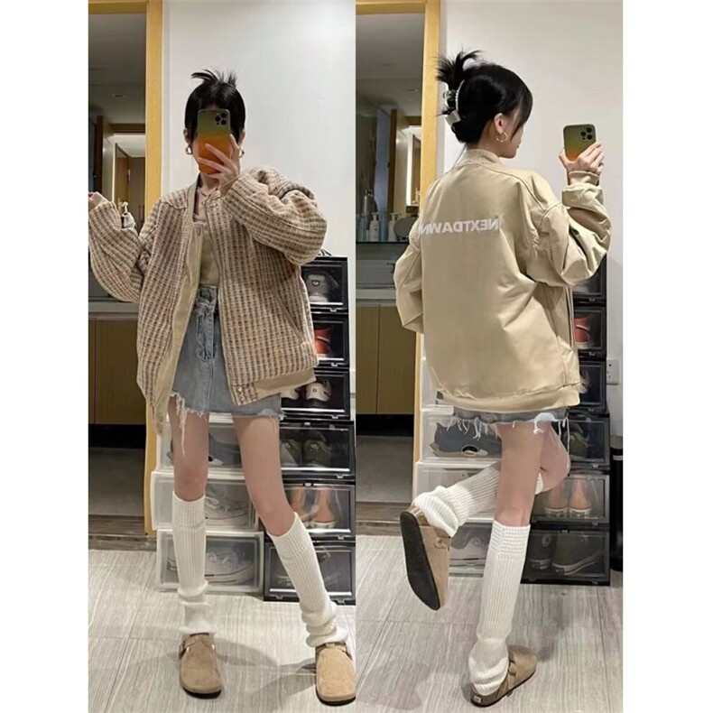 W10563-P78 网图现货 复古格子双面穿夹克宽松百搭潮流外套高品质图片