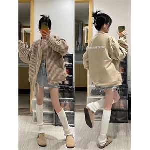 W10563-P78 网图现货 复古格子双面穿夹克宽松百搭潮流外套高品质图片