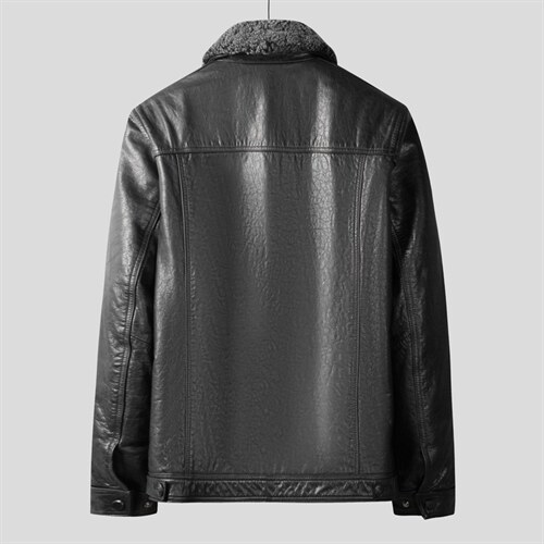 X2022皮衣男头层牛皮白鸭绒羽绒服可脱卸水貂毛领皮夹克P790图片