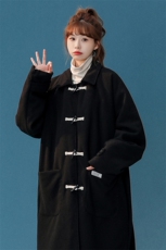 1中性牛角扣加棉呢可拆卸帽大码M-5XL大衣外套女FY8716P138控188，女装短外套，星座226-2