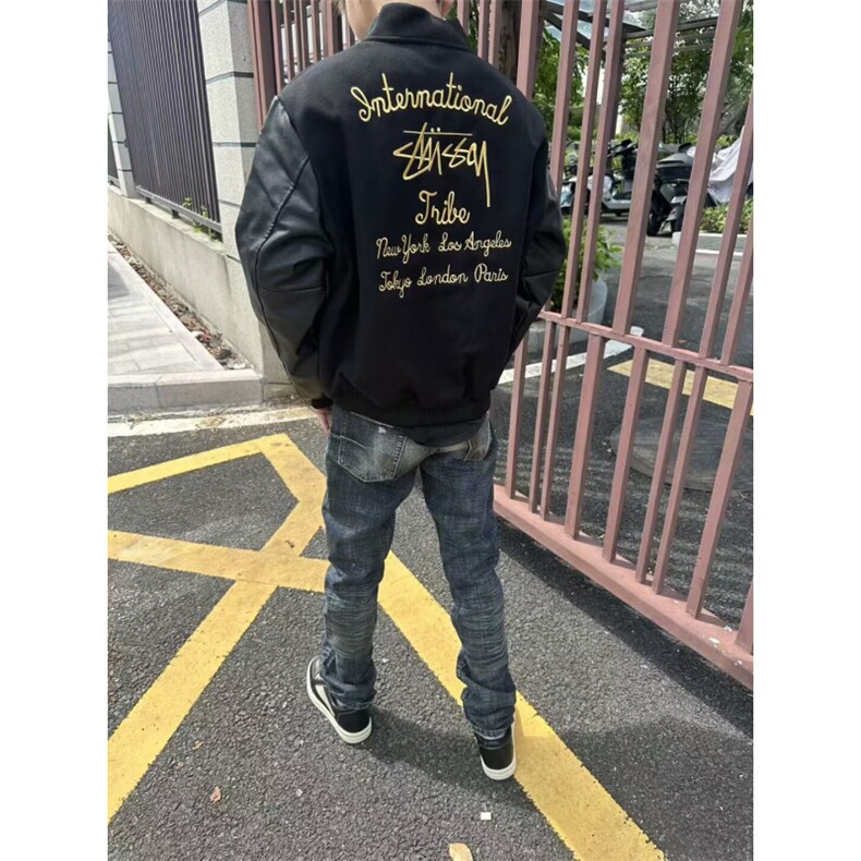 夹棉街头嘻哈字母刺绣棒球服外套男女短款上衣潮W6913-P108,女装短外套,星座412-3