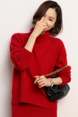 羊绒衫女纯色羊绒半高领宽松毛衣百搭时尚针织打底衫，女装羊绒衫，五色羊羊绒