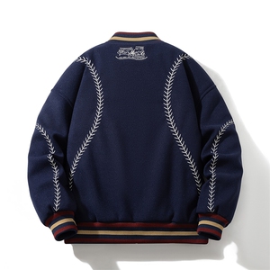 冬季新款美式复古棒球棉服运动休闲学院风毛呢313B-GF059棉-P135