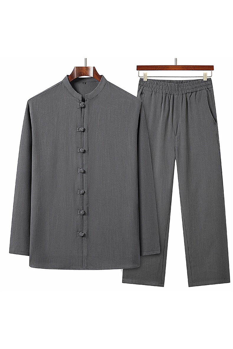 春秋主推跑量款新款风唐装亚麻长袖中老年汉服套装HO6942-P95,男装休闲套装,星座1105-3