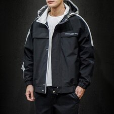 2021秋季新大码日系男印花撞色拼接连帽潮宽松夹克外套J6005-P85，男装夹克，电商A001