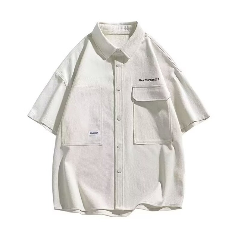 高级感工装衬衫男短袖夏半袖衬衣男青年港风宽松百搭上衣LS34P37,男装T恤,星座1013-5