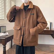 翻领麂皮绒棉衣男士秋冬新款加厚保暖棉服潮流休闲棉袄冬季特P，男装棉衣，星座715-4