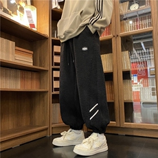 港风冬季新款保暖羊羔绒休闲宽松束脚卫裤B315-K23530-p65控88，男装休闲裤，电商B315