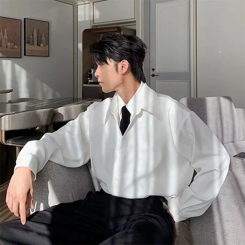 真假两件拼接红色衬衫男款痞帅高级感小众男装垫肩长袖衬衣外套，男装衬衫，星座506A