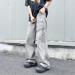 美式复古工装裤潮牌高街vibe宽松直筒休闲阔腿裤男女K1588-P60图片