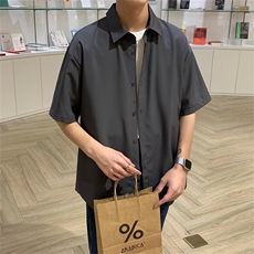男春秋情侣宽松休闲衬衣纯色短袖衬衫FC11P28，男装衬衫，星座1116-2