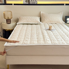 新款A类高克重提花塔芙绒夹棉床垫床褥浮笙，床单，一起卖家纺