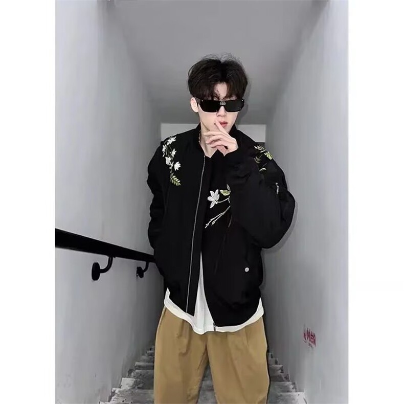 新款时尚高级感花卉植物男女夹克外套文艺流行简约原宿潮流百搭,男装夹克,星座1210-1