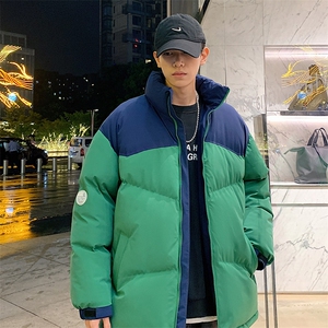 港风潮牌新款拼色立领棉服潮流保暖棉衣M071-P85控118图片