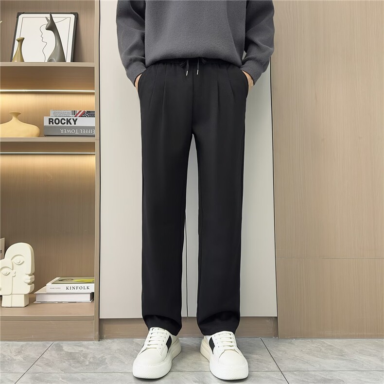2025秋冬复古纯色高级感直筒垂感西裤男潮牌宽松直筒百搭休闲长裤，男装西裤，星座506A