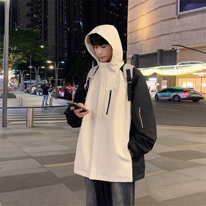 港风拼接上衣夹克宽松落肩拼色冲锋衣外套 JK839 P75图片