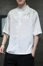 新中式立领风潮T恤短袖民族服饰刺绣汉服时尚唐装T2415-P55，男装T恤，电商A227