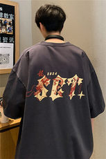 2025新款龙年字母印花SET短袖宽松M~5XLXZ604-DT217-P25控39，男装T恤，星座604