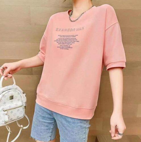 夏季新款—圆领立体字母卫衣，女装卫衣/绒衫，E·贝空间