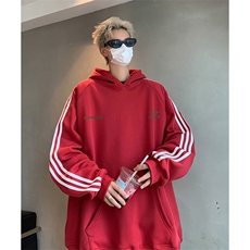 抖音得物供货提供视频秋冬重磅美式宽松织带连帽卫衣0607，男装卫衣，电商A486