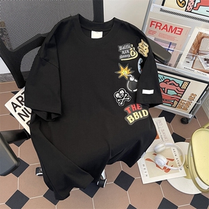 2025夏季新款复古潮涂鸦卡通短袖t恤学生情侣宽松现货T1836-P40图片