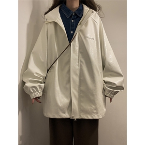 1鳄鱼纹连帽冲锋衣大码M-5XL面层：PU皮夹克女JK8744P90控128