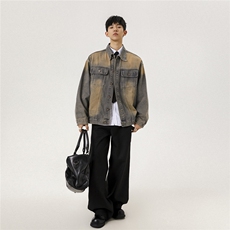 25新款美式复古水洗做旧牛仔男潮牌痞帅炸街工装夹克N8852/P118，男装夹克，星座202