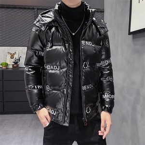 现货足压花直冲帽可拆卸男士短款轻薄羽绒服大码修身图片