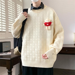 76269-特P70立体小熊假两件衬衫领秋冬新款毛衣休闲针织衫图片