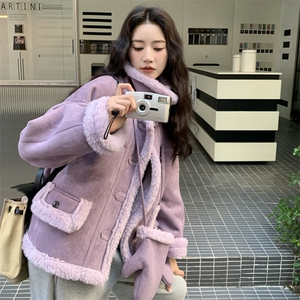 现货 加厚麂皮绒皮毛一体  附带手套 2C229-81218-P229-K418图片