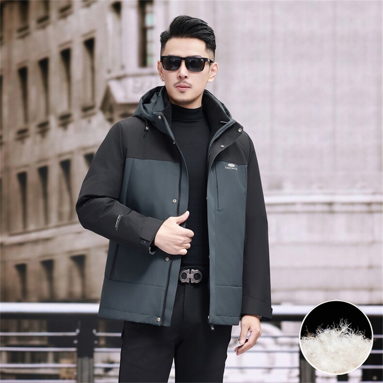 新款中年羽绒内胆派克服大衣男装一衣三穿拆卸羽绒内胆派克服外套,男装羽绒服,钱塘723