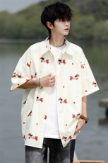 8XL-M腊肠狗花衬衫男短袖夏季冰丝薄款花衬衣寸衫外套DC28003P38，男装T恤，电商B312