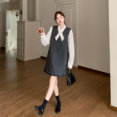 2026春秋装女装新款休闲衬衫亮片马甲连衣裙两件套352-p170-k248，女装套装/套裙，2C266