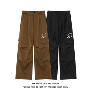 BK09 P60 控88 白底直播主推 美式街头复古直筒宽松刺绣休闲长裤图片