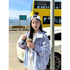 日系廓形细条纹长袖衬衫男女简约风春秋新款cityboy宽松衬衣外套，男装衬衫，星座506A