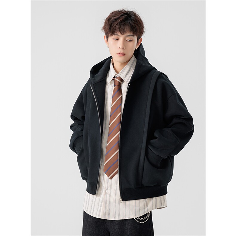 2026春季新款480g高克重连帽宽松开衫卫衣外套男W5408特P65控118，女装短外套，电商A001