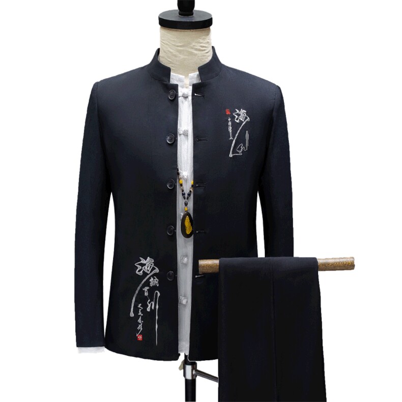 秋季中山装西服套装男士唐装两件套风外套A334-TZ810-P130,男装民族服装,电商B339(原A334）