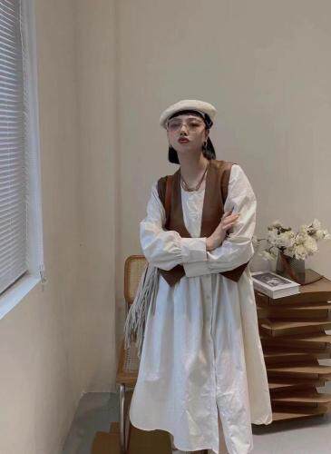 【现货】秋季新款皮马甲两件套连衣裙，女装马夹，1+9